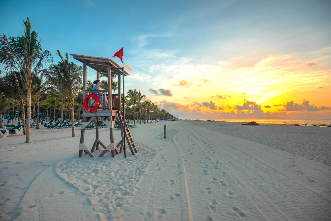 Playa de Carmen beaches during sunset in Mexico