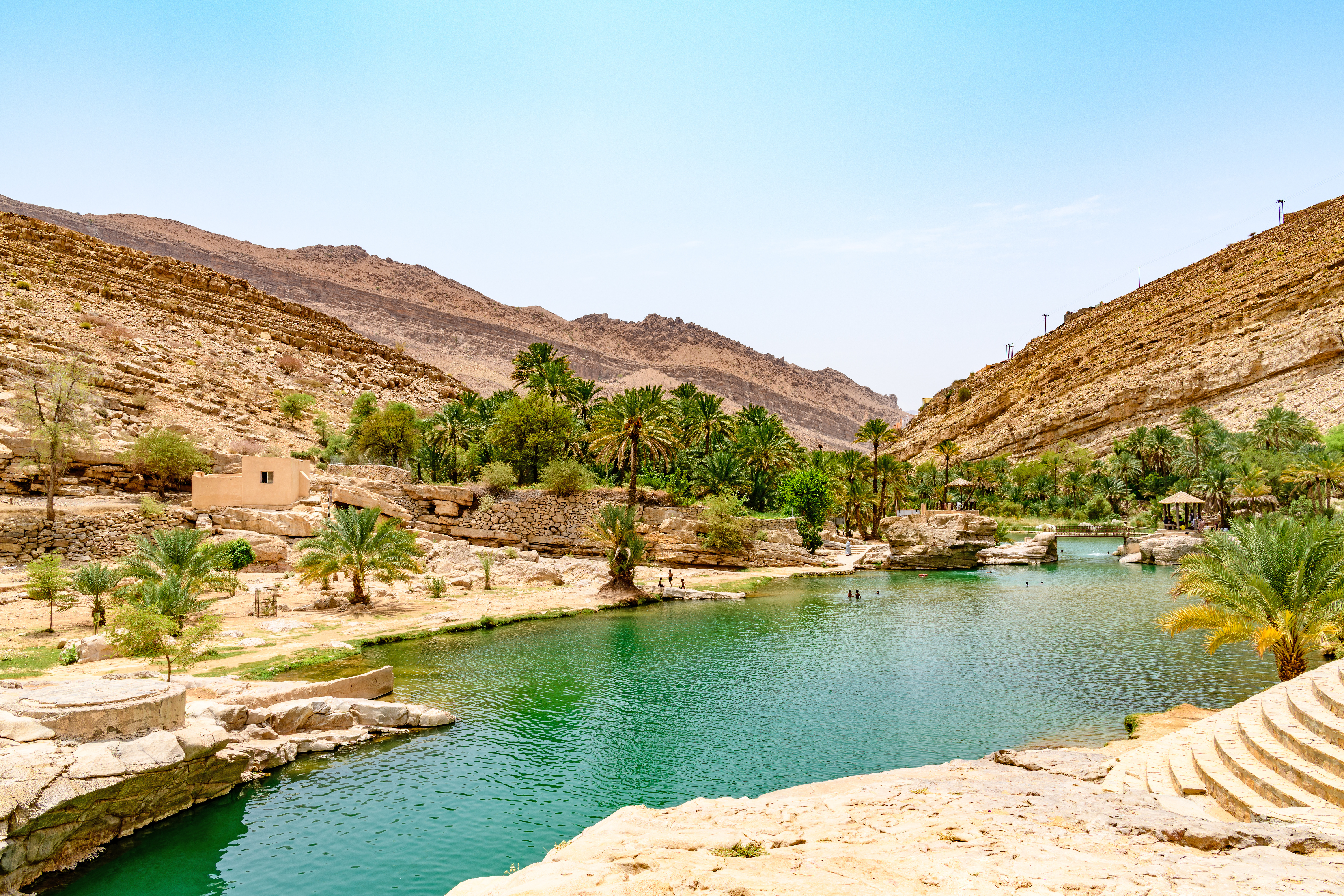 Wadi bathing in Wadi Bani Khalid in Oman 