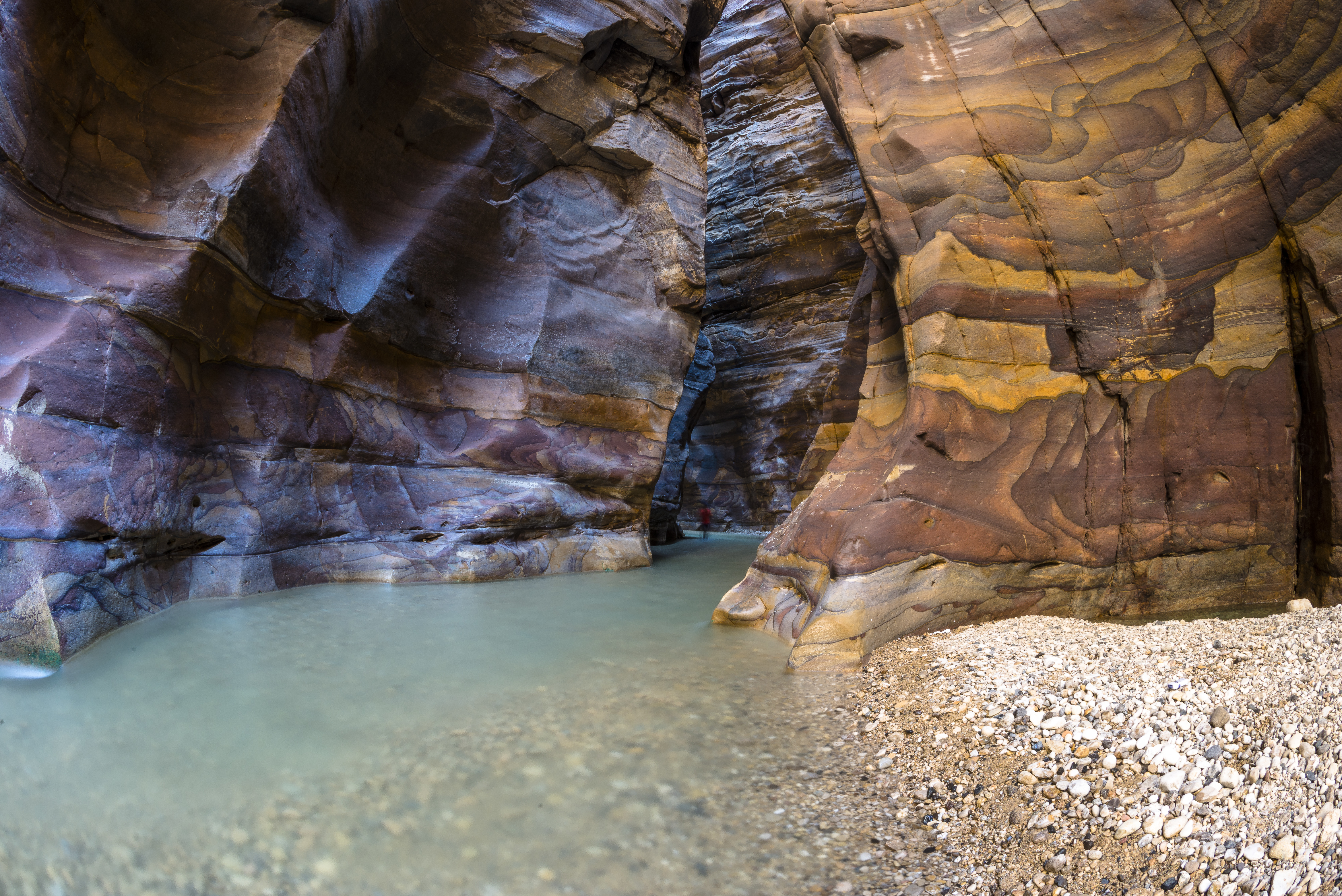 Wadi Mujib nature reserve located in the mountainous landscape to the east of the Dead Sea