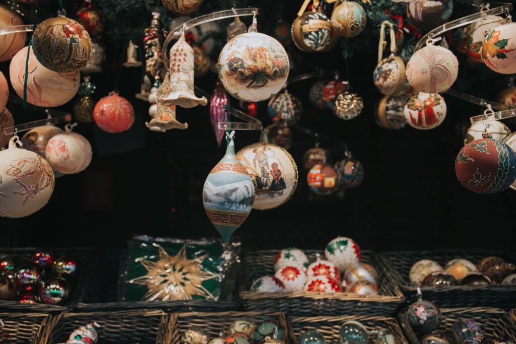 Colorful Christmas balls and decors.