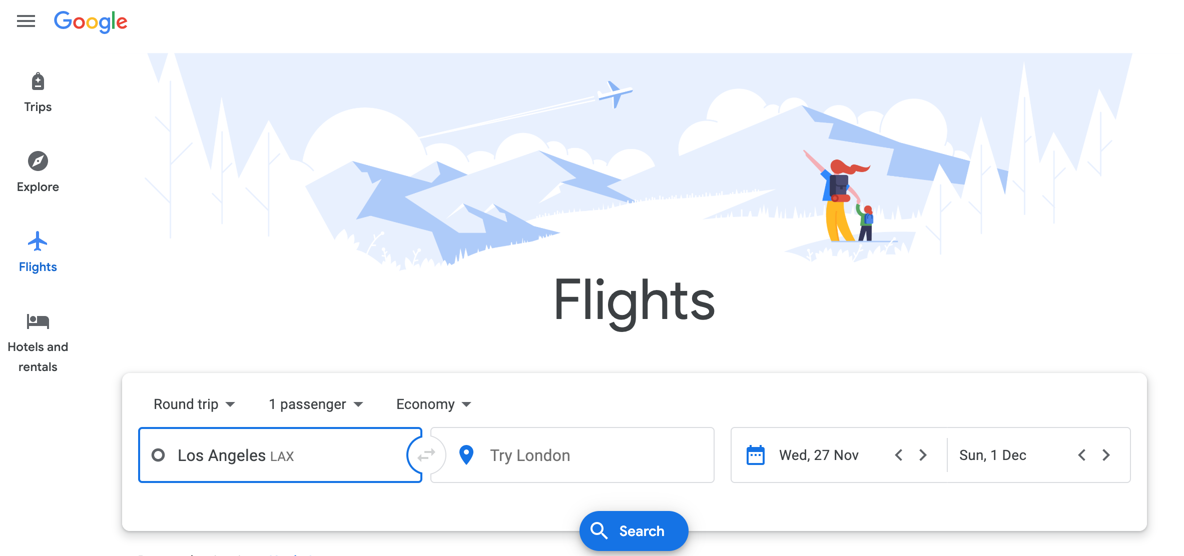 Google flight comparison