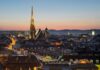 Bird's eye view for Vienna during the sunset.