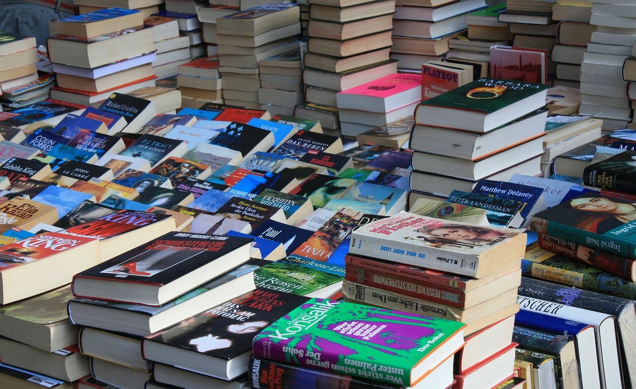 Old books for sale at the flea market