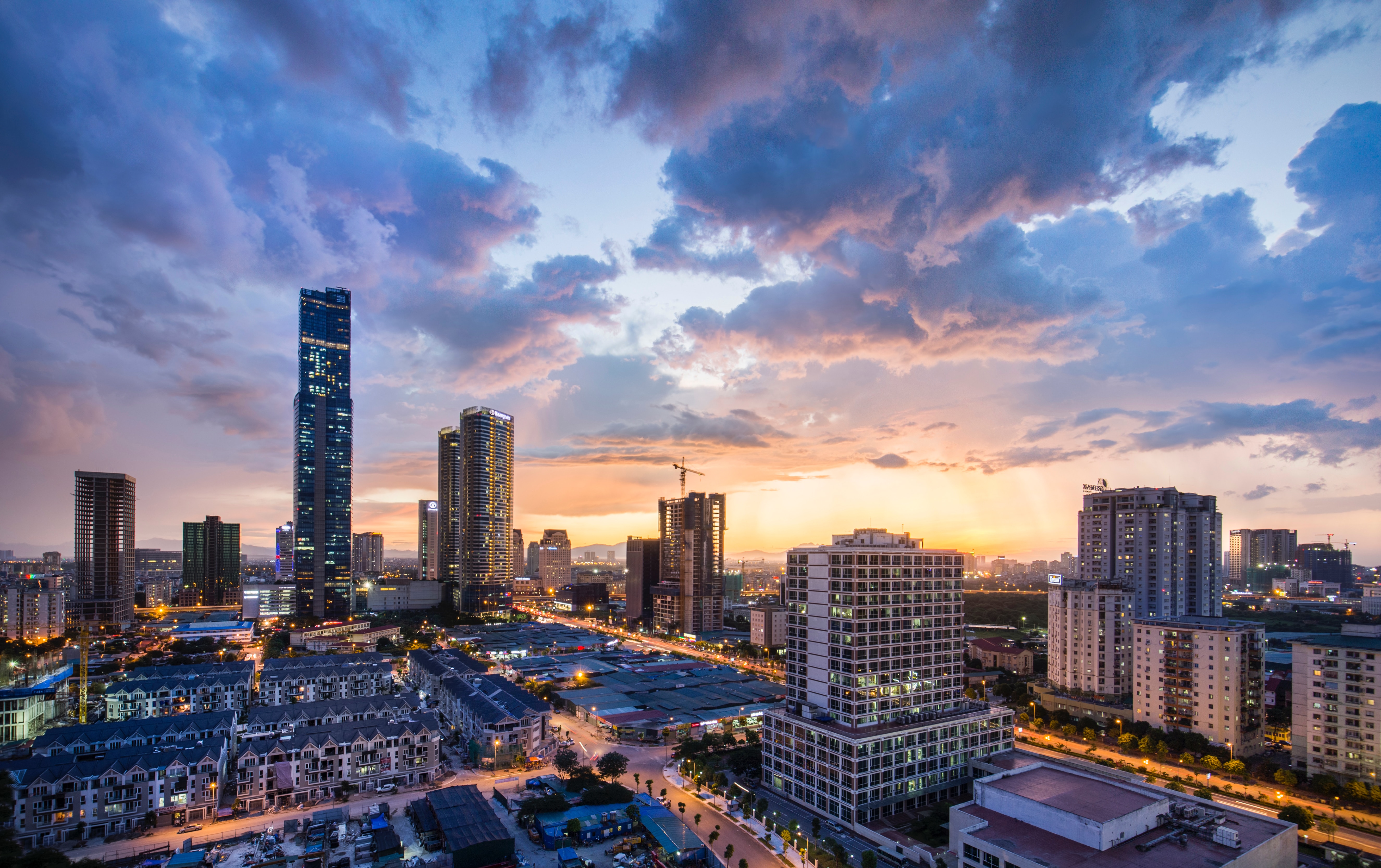 Hanoi city skyline view in Vietnam