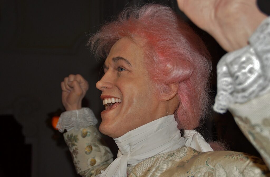 A wax figure of Mozart.