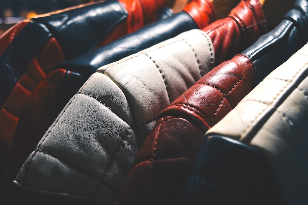 Leather jacket on sale in a flea market