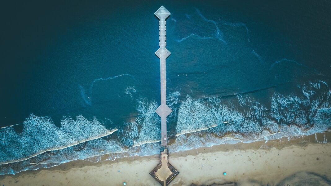 Drone view of Pismo Beach in United State