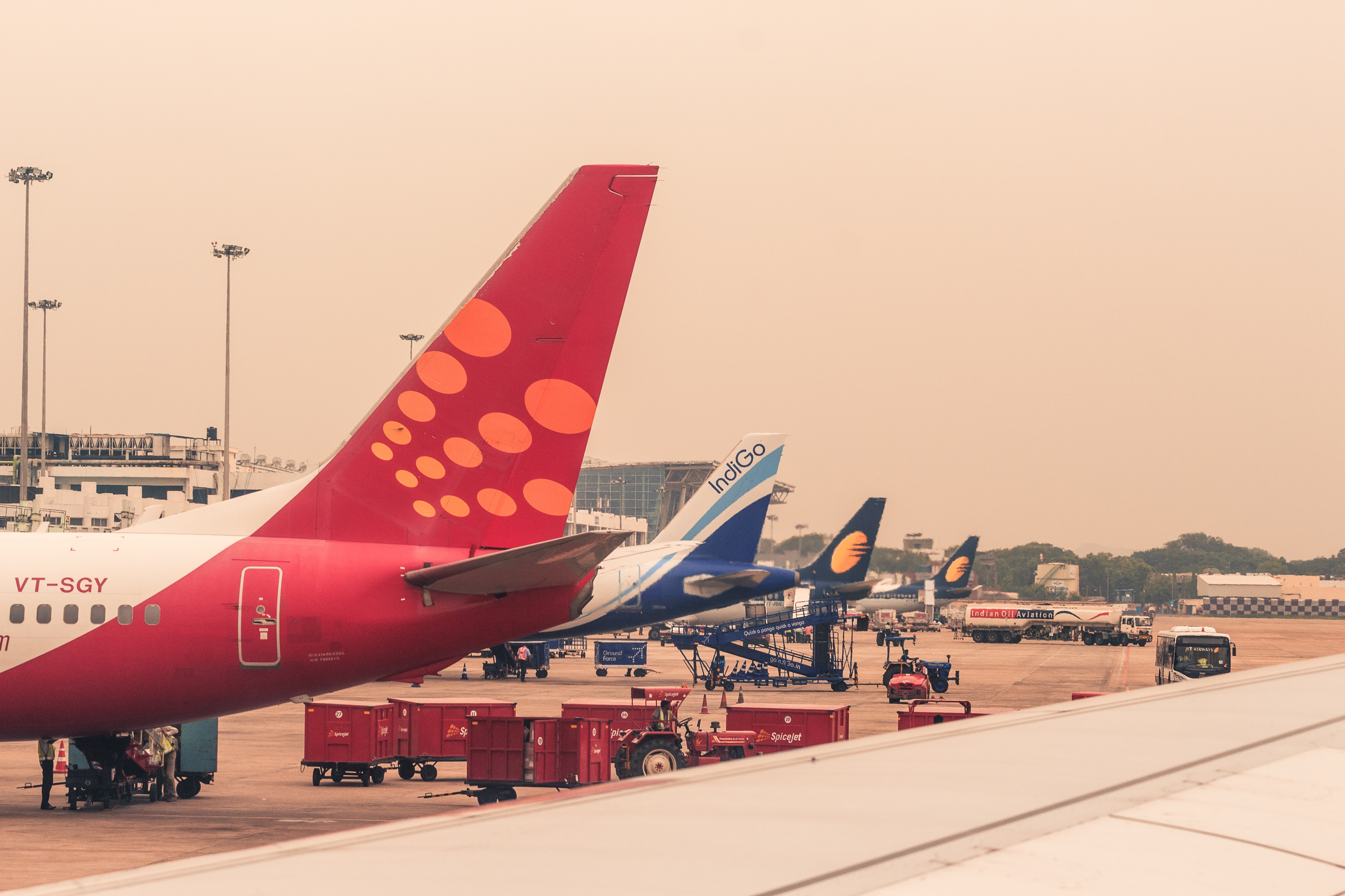 Different airlines in the airport 