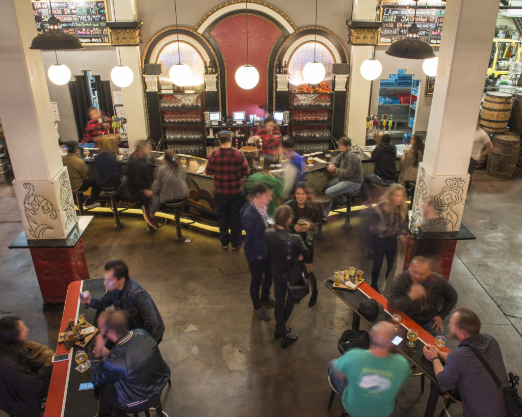 Interior of the Angel City Brewery in L.A.