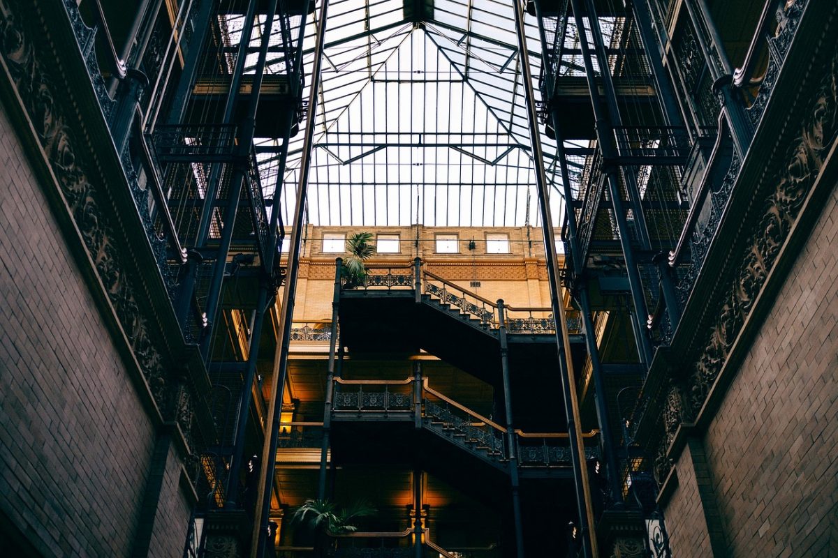 Gothic interior design of the Bradbury Building in LA