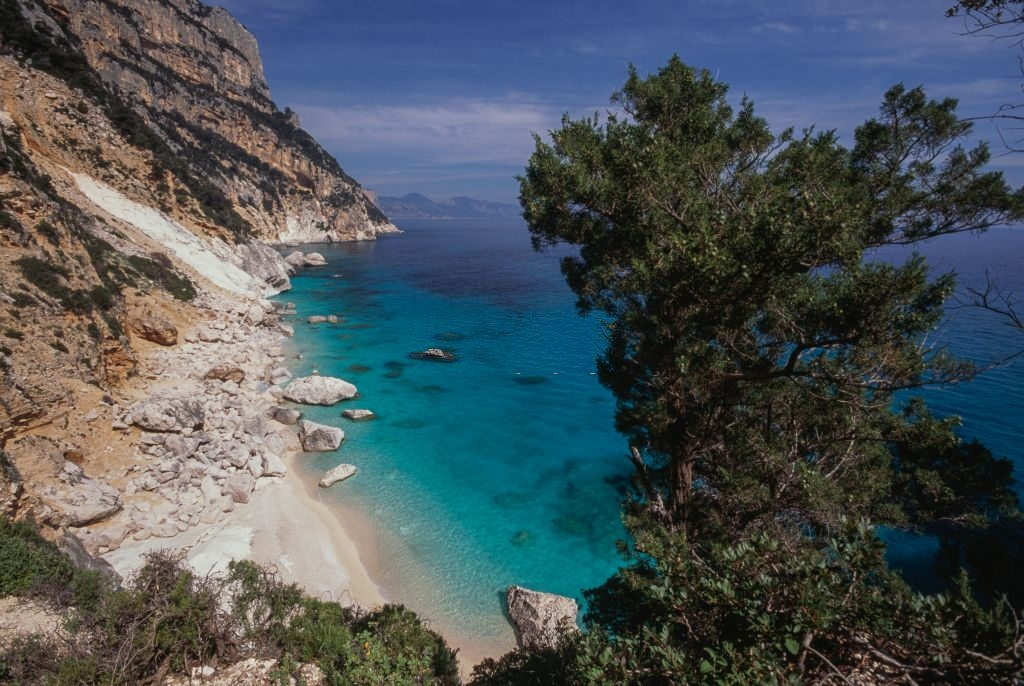 Turquoise blue beach side in Cala Goloritze, Sardinia