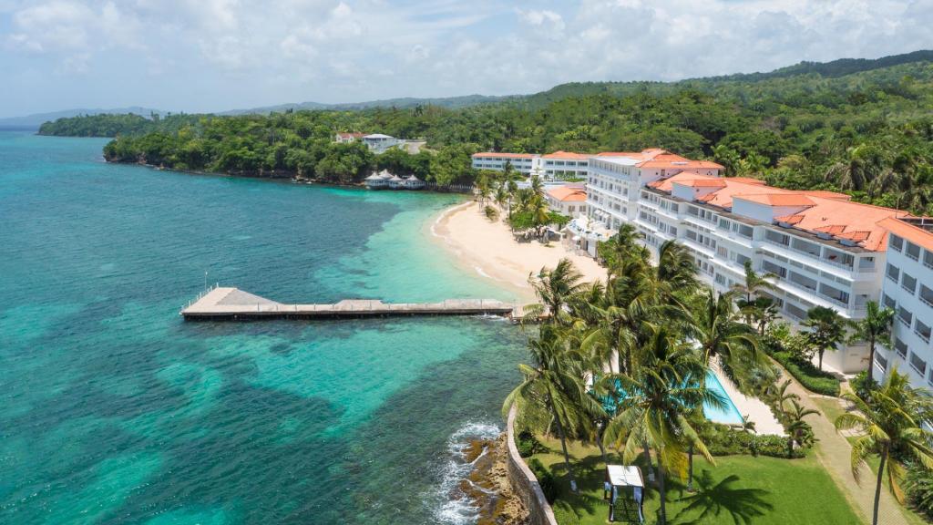 Aerial view of the Couples Tower Isle in Ochos Rios Jamaica.