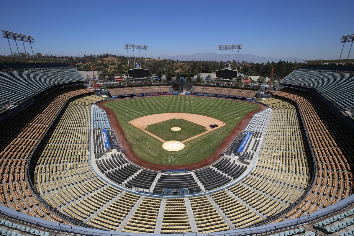 Empty field in Dodgers Stadium in LA