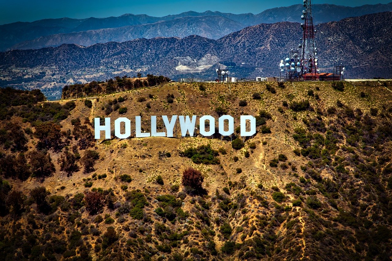 Aerial view of Hollywood sign in L.A. 