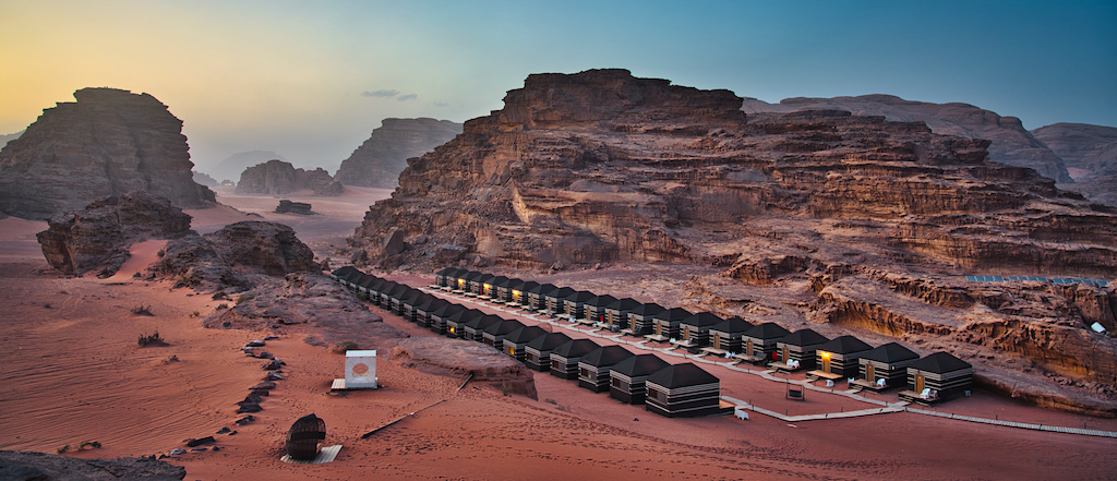 Wadi Rum campsite during the sunset time