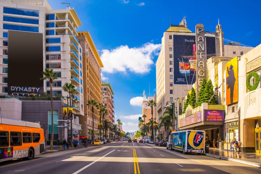 Shopping district at Sunset Boulevard in downtown L.A.