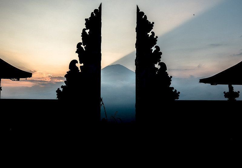 Temple of Agung and the Mount Agung peak behind.