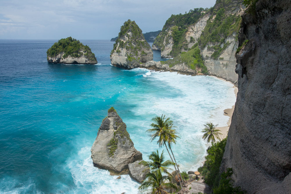 Stone islets on a blue sea.