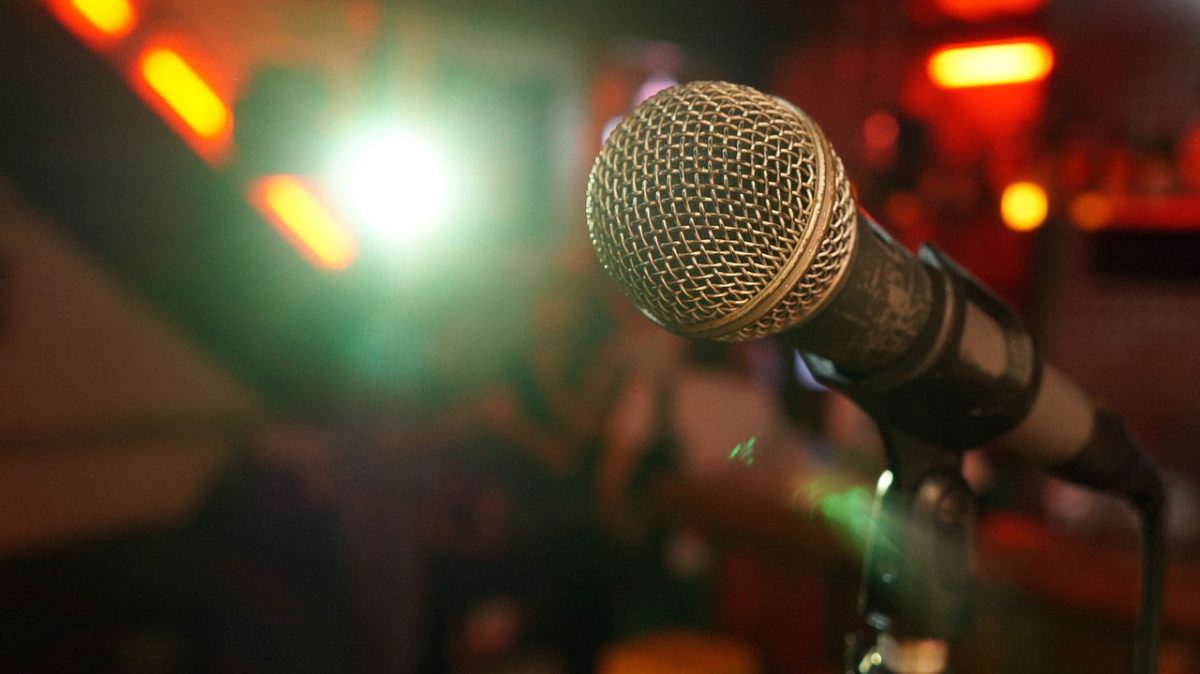 Mic on the stage during a comedy show