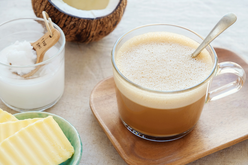 Coconut coffee with butter and coconut oil in Hanoi