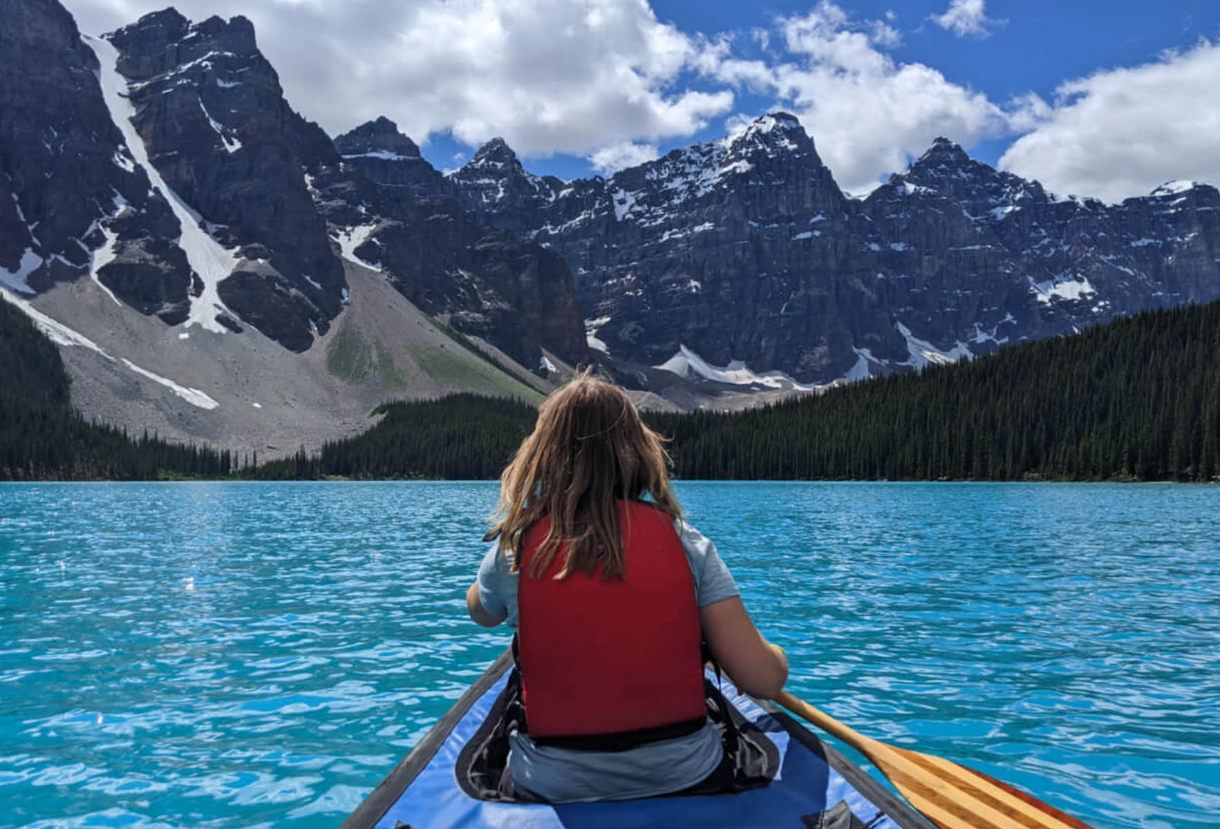 Canoe Lake Louise In Banff National Park, Alberta