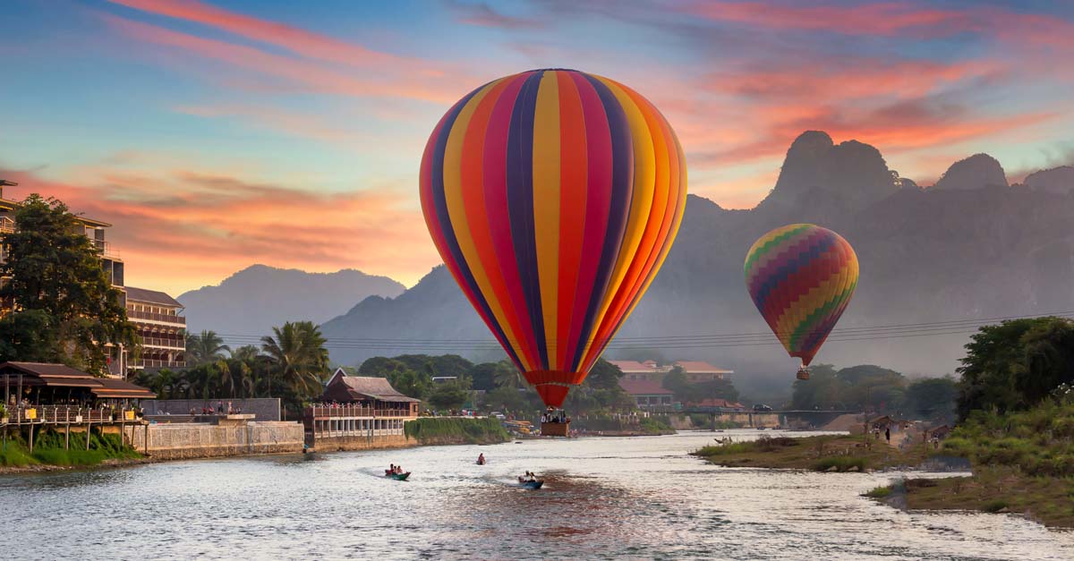 Hot Air Ballooning In Vang Vieng, Laos
